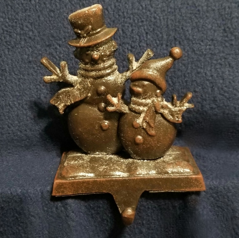 Snowmen Stocking Holder Crafted From Durable Poly Resin With Glitter Details
